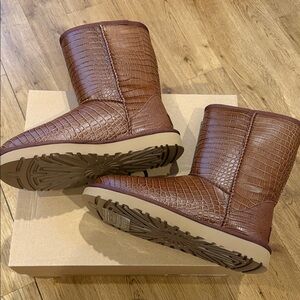 UGG Brown Crocodile Embossed Boots size 6